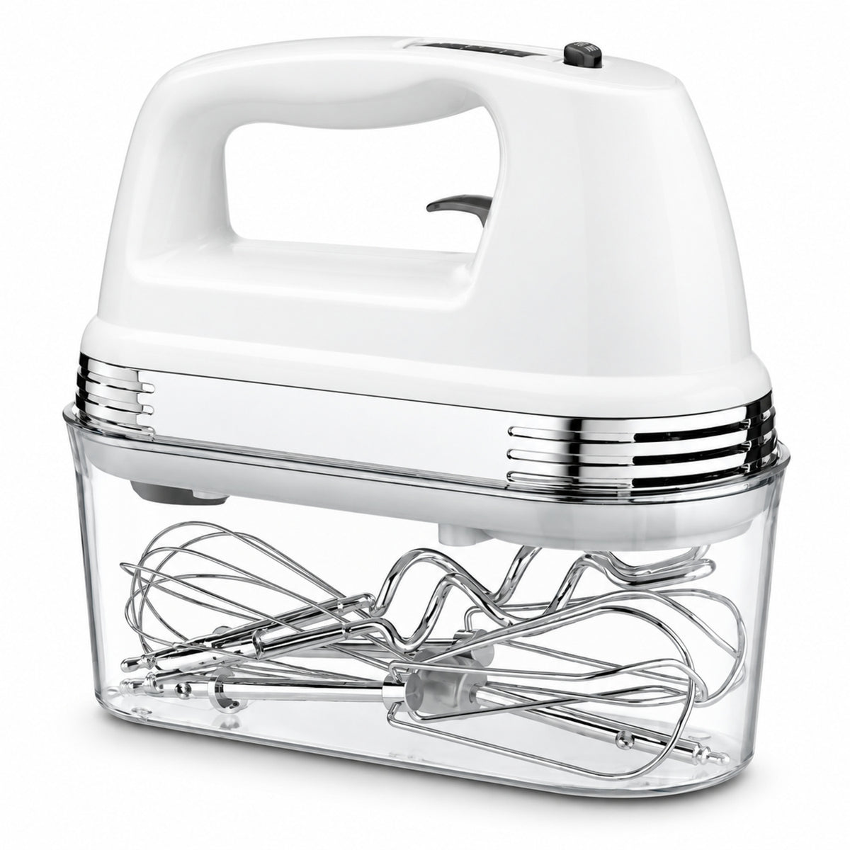 9-Speed Hand Mixer with Attachments and Storage Case, White