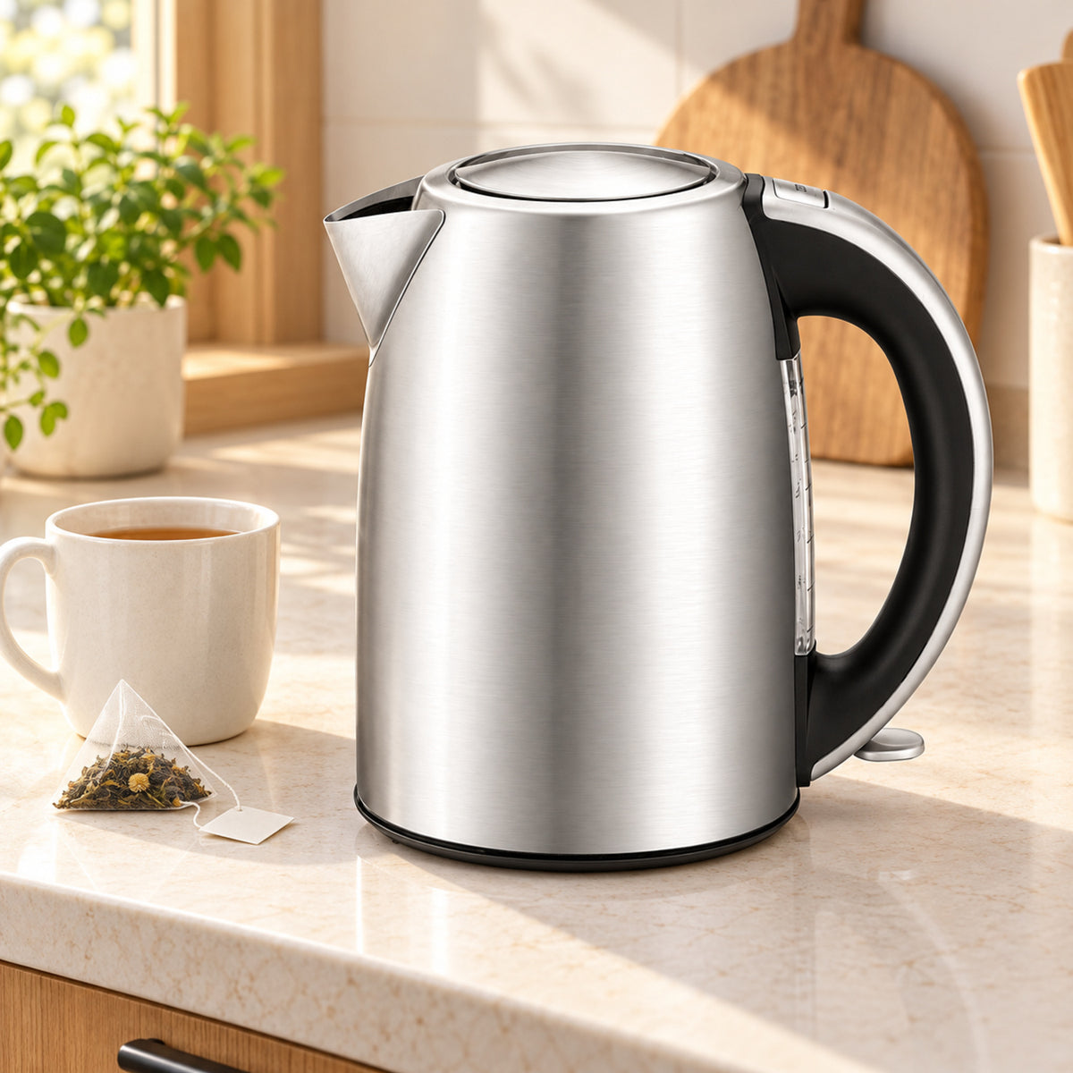 1.7L Stainless Steel Electric Kettle with Auto Shutoff