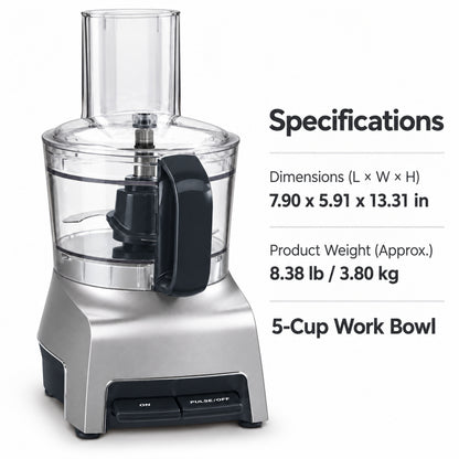 5-Cup Food Processor with Chopping Blade and Shredding Disc
